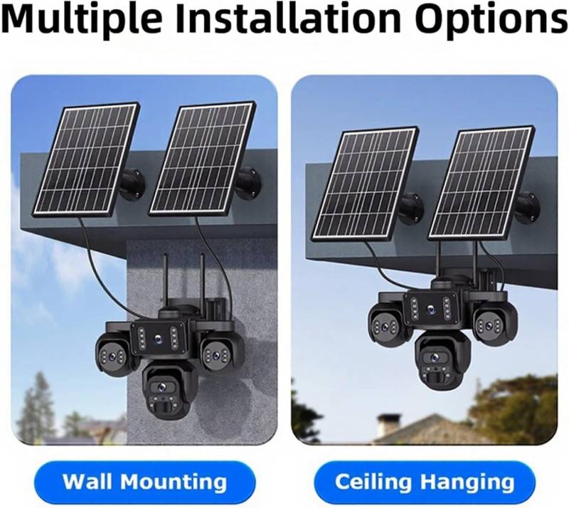 Caméra de Surveillance Solaire 4G Wi-Fi Triple Objectif 360° au Cameroun